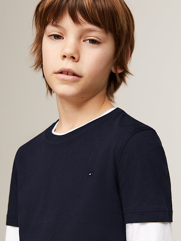 blue essential organic cotton t-shirt for boys tommy hilfiger