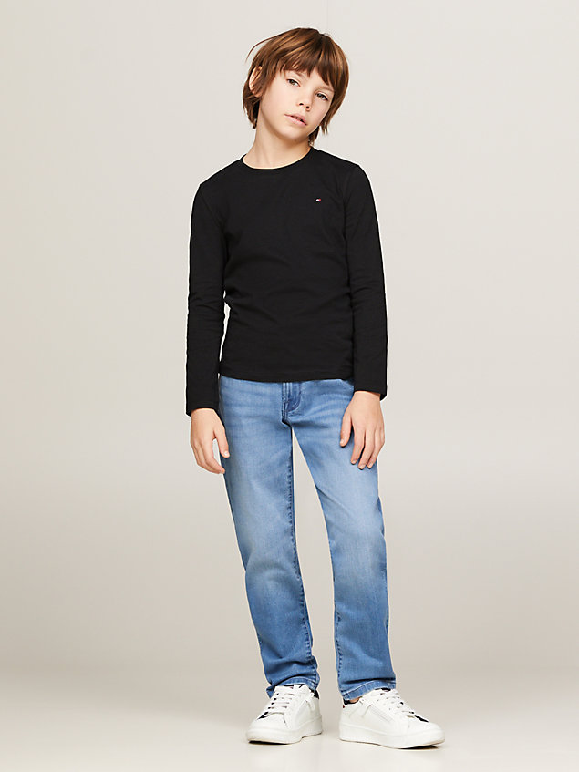 black long-sleeve organic cotton t-shirt for boys tommy hilfiger