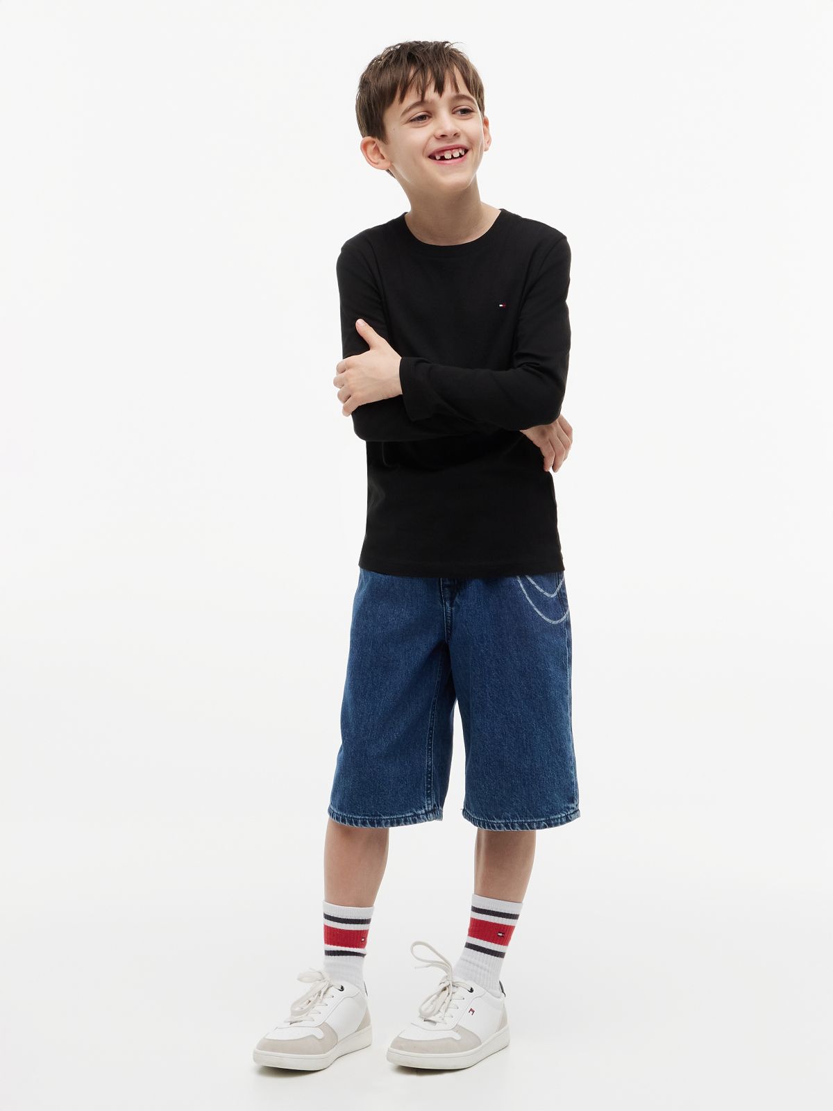 Long-Sleeve Cotton T-Shirt — Black