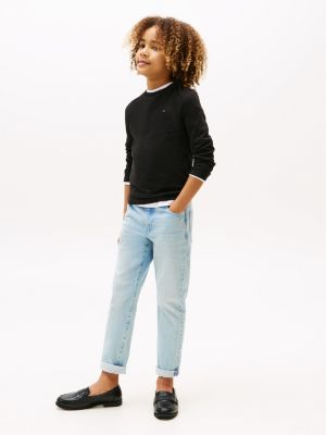 t-shirt a maniche lunghe nero da bambini tommy hilfiger