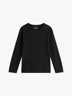 black long-sleeve cotton t-shirt for boys tommy hilfiger