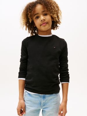 black langarm-t-shirt aus baumwolle für jungen - tommy hilfiger