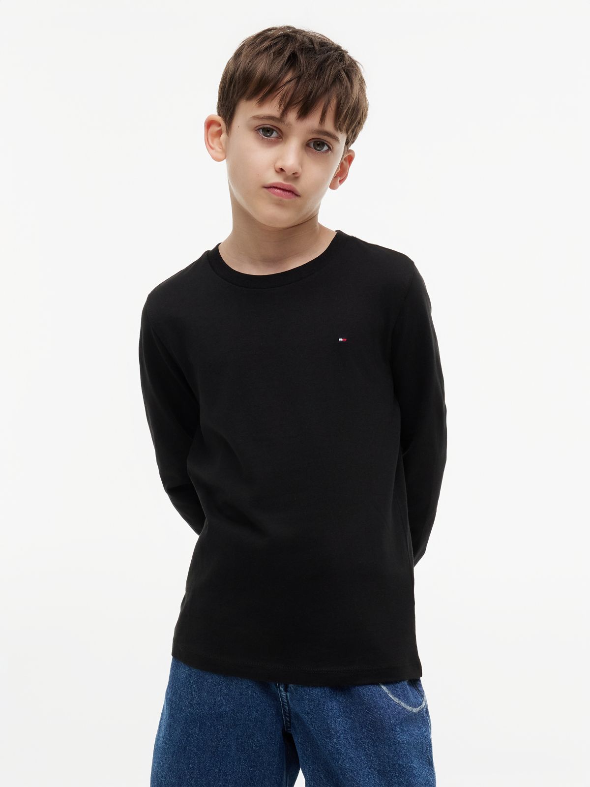 Long-Sleeve Cotton T-Shirt — Black