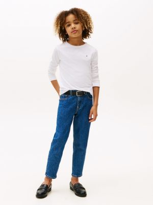 white long-sleeve cotton t-shirt for boys tommy hilfiger