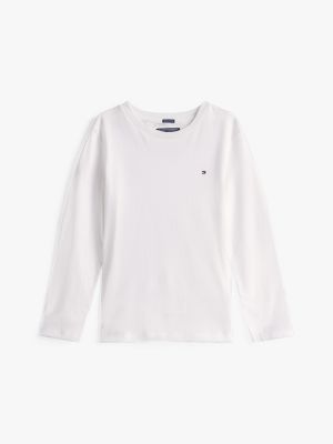 white long-sleeve cotton t-shirt for boys tommy hilfiger