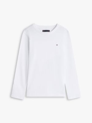 white long-sleeve cotton t-shirt for boys tommy hilfiger