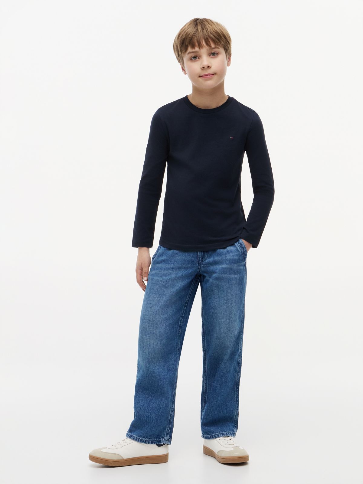 Long-Sleeve Cotton T-Shirt — Blue