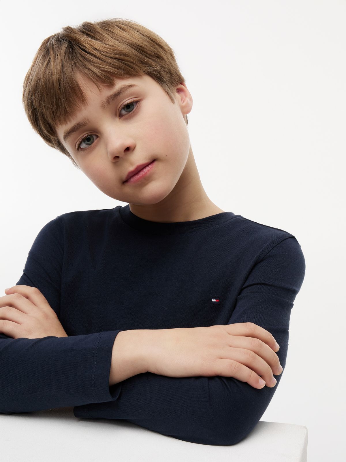 Long-Sleeve Cotton T-Shirt — Blue