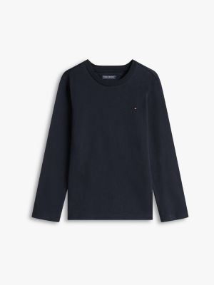 t-shirt à manches longues en coton bleu pour garçons tommy hilfiger