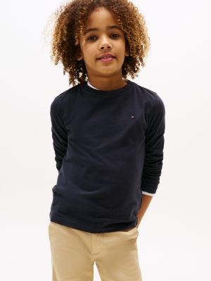 blue katoenen t-shirt met lange mouwen voor jongens - tommy hilfiger