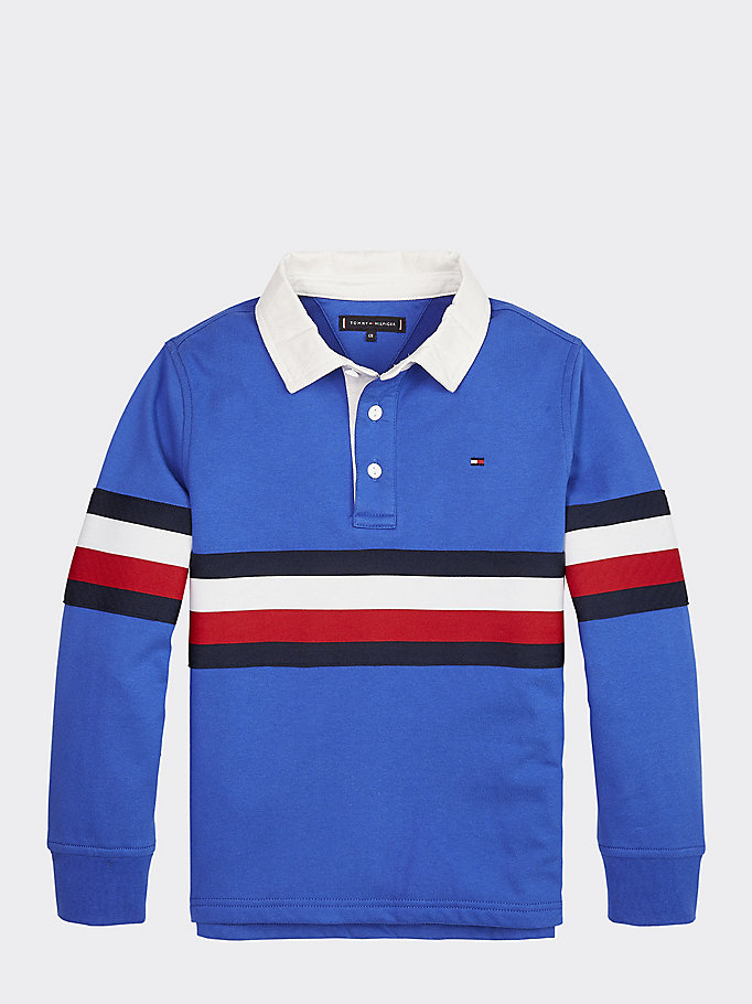 Colour-Blocked Cotton Rugby Shirt | BLUE | Tommy Hilfiger