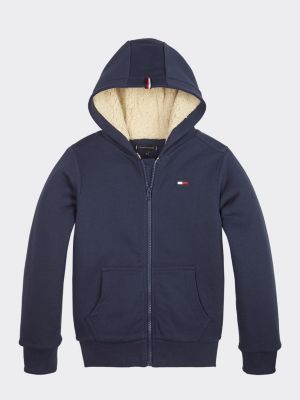 Back Logo Hooded Fleece Lined Jacket | BLUE | Tommy Hilfiger