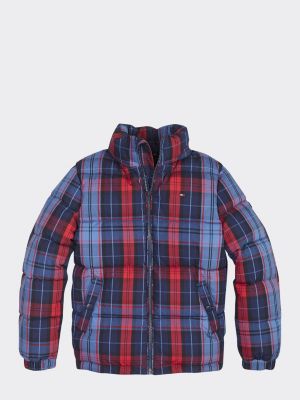 tommy hilfiger plaid puffer jacket