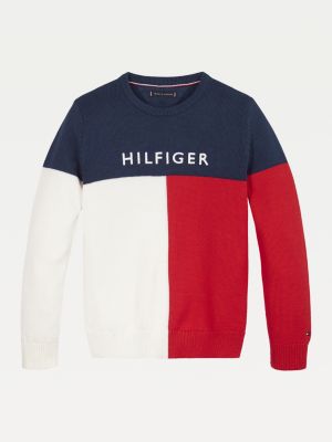 Over Colour-Blocked Crew Neck Jumper 