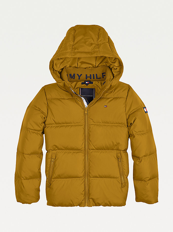 brown essential down jacket for boys tommy hilfiger