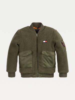 Teddy Fleece Bomber Jacket | GREEN 