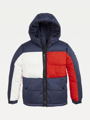 tommy jeans colour block puffer jacket