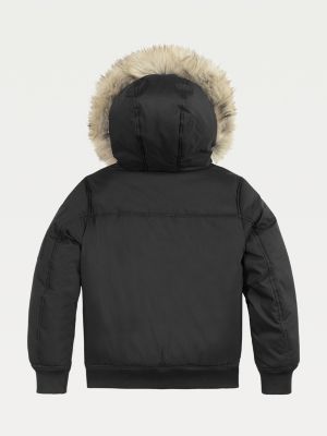 tommy hilfiger fur hooded padded bomber jacket