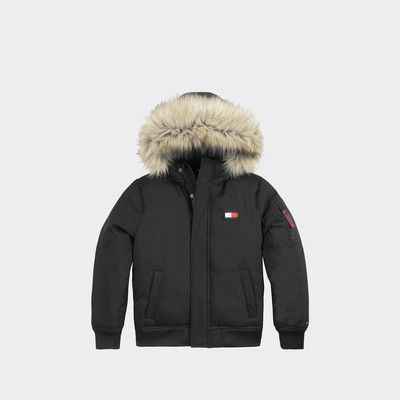 tommy hilfiger bomber jacket with fur