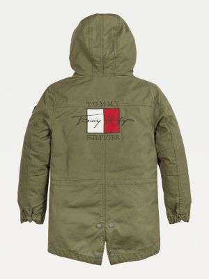 2-in-1 Padded Canvas Parka | GREEN 