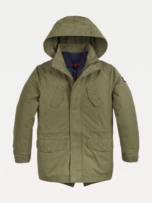 2-in-1 Padded Canvas Parka | GREEN 