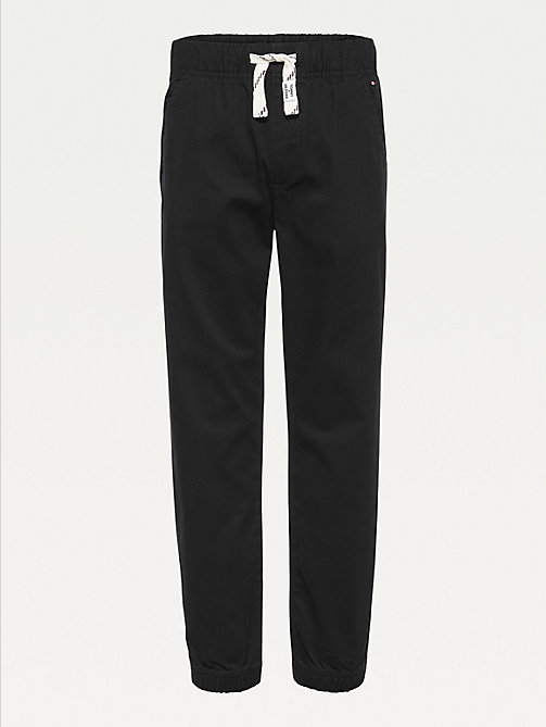 black pull-on drawstring waist trousers for boys tommy hilfiger