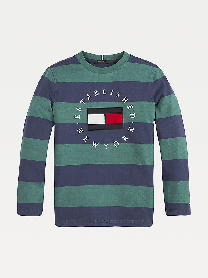 All-Over Stripe Long Sleeve T-Shirt | GREEN | Tommy Hilfiger