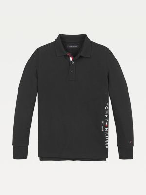 tommy hilfiger black long sleeve polo