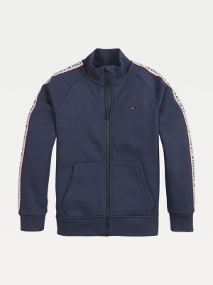tommy hilfiger full zip tape hoodie navy