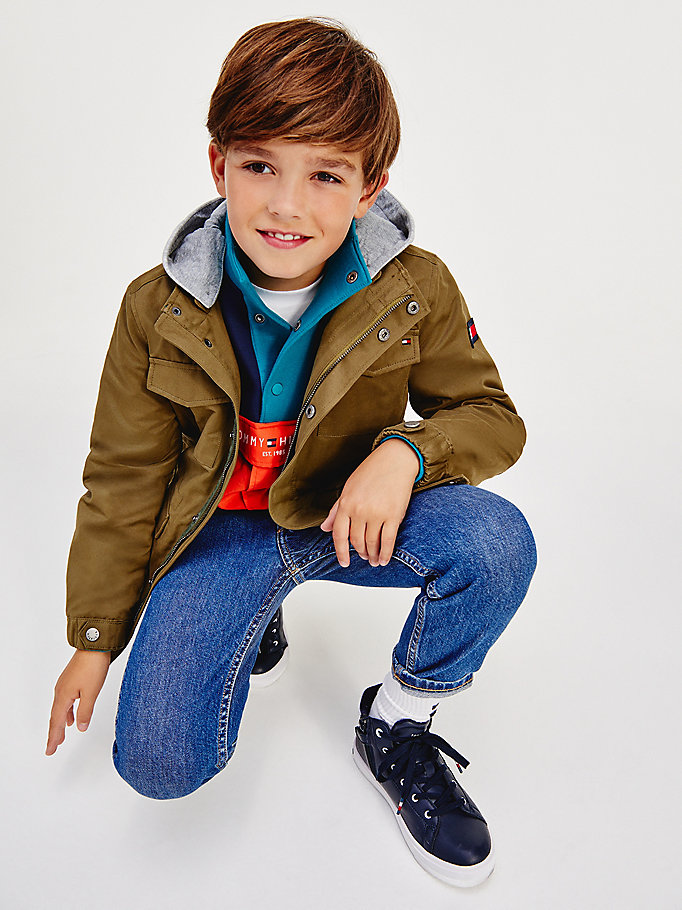 green suede cotton field jacket for boys tommy hilfiger