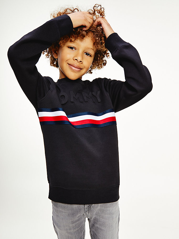 black embossed signature sweatshirt for boys tommy hilfiger