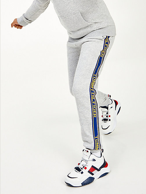 grey logo tape joggers for boys tommy hilfiger