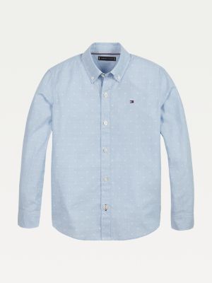 Dobby Spot Organic Cotton Shirt | BLUE 
