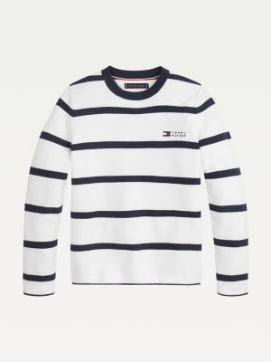 All-Over Stripe Cotton Jumper | BLUE 