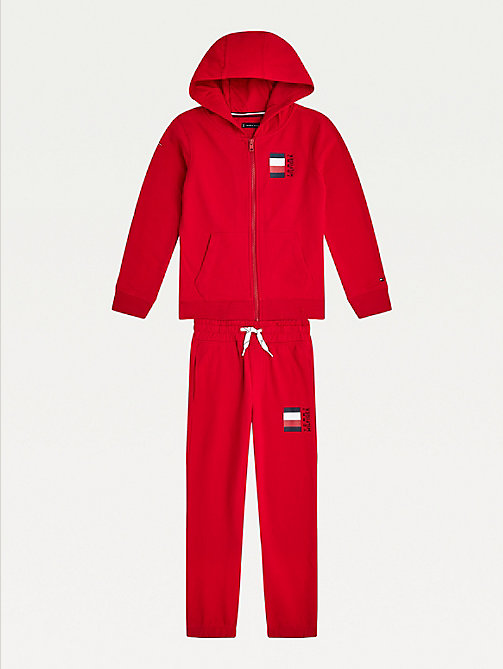 red logo hoody joggers set for boys tommy hilfiger