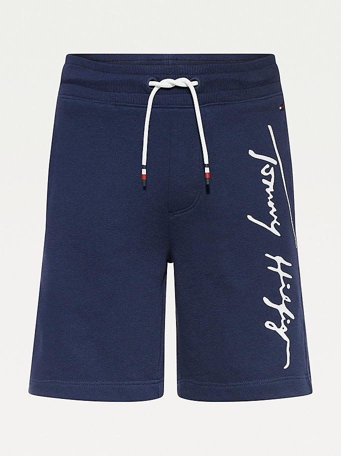 blue signature logo jogger shorts for boys tommy hilfiger