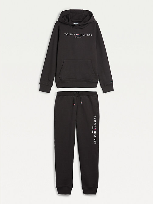 black essential hoody and joggers set for boys tommy hilfiger