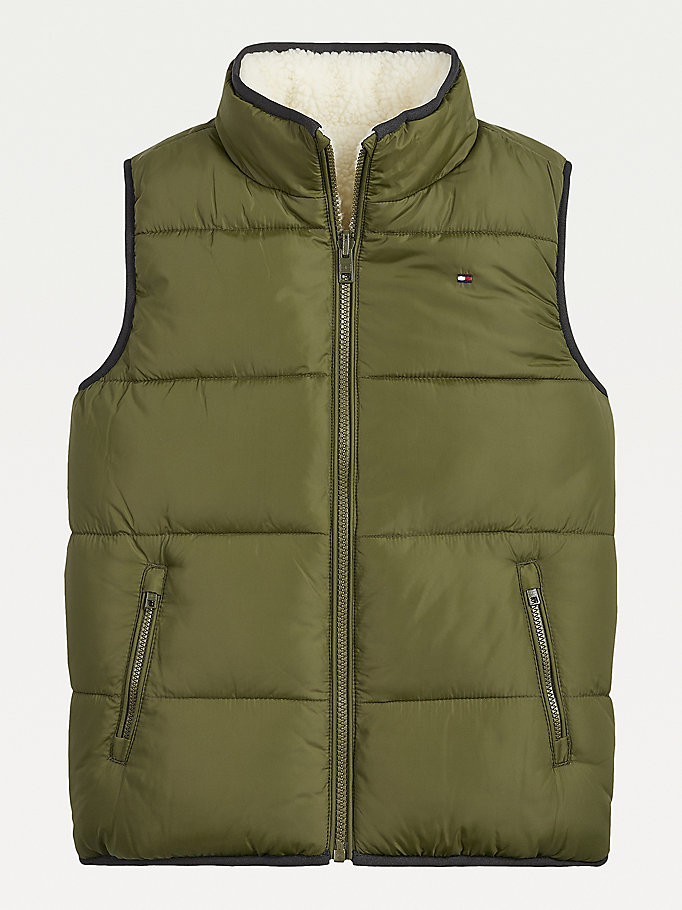 green reversible sherpa gilet for boys tommy hilfiger