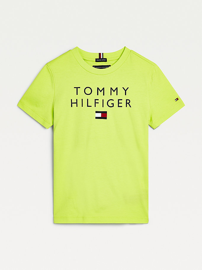 groen biologisch katoenen t-shirt met logo voor boys - tommy hilfiger