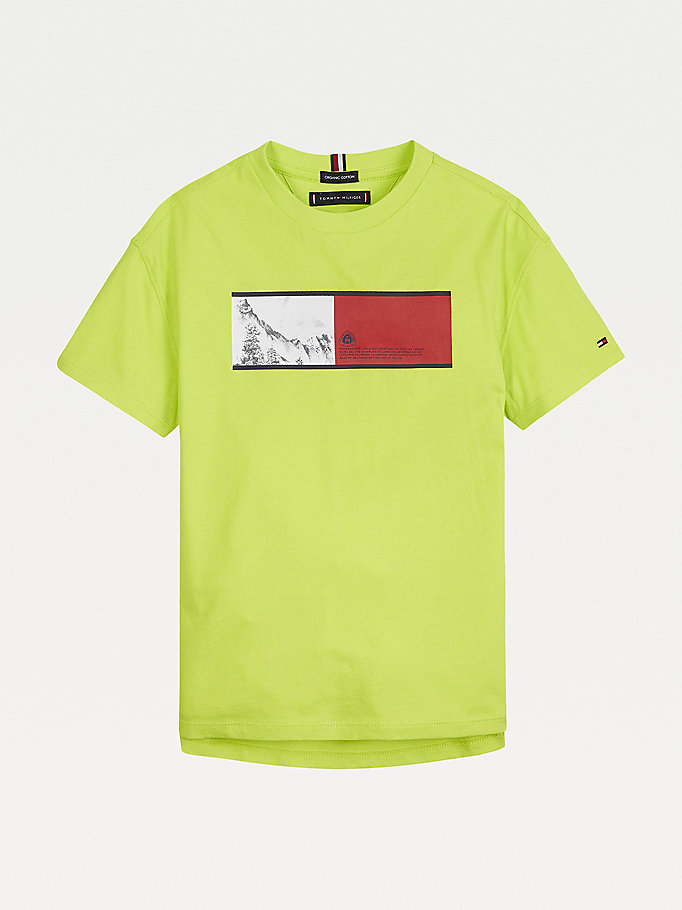 groen t-shirt met bergvlag voor boys - tommy hilfiger