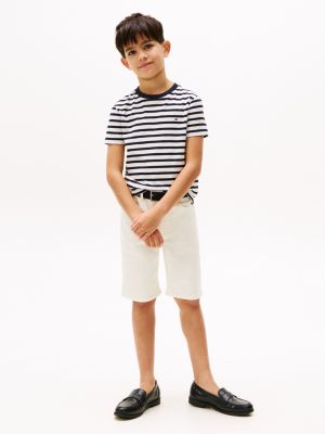 t-shirt con scollatura a contrasto multicolore da bambini tommy hilfiger