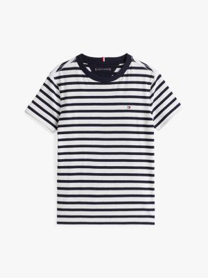 t-shirt con scollatura a contrasto multicolore da bambini tommy hilfiger