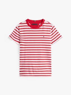 camiseta de cuello redondo con logo bordado multicolor de niños tommy hilfiger