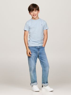 t-shirt con scollatura rotonda blu da bambini tommy hilfiger