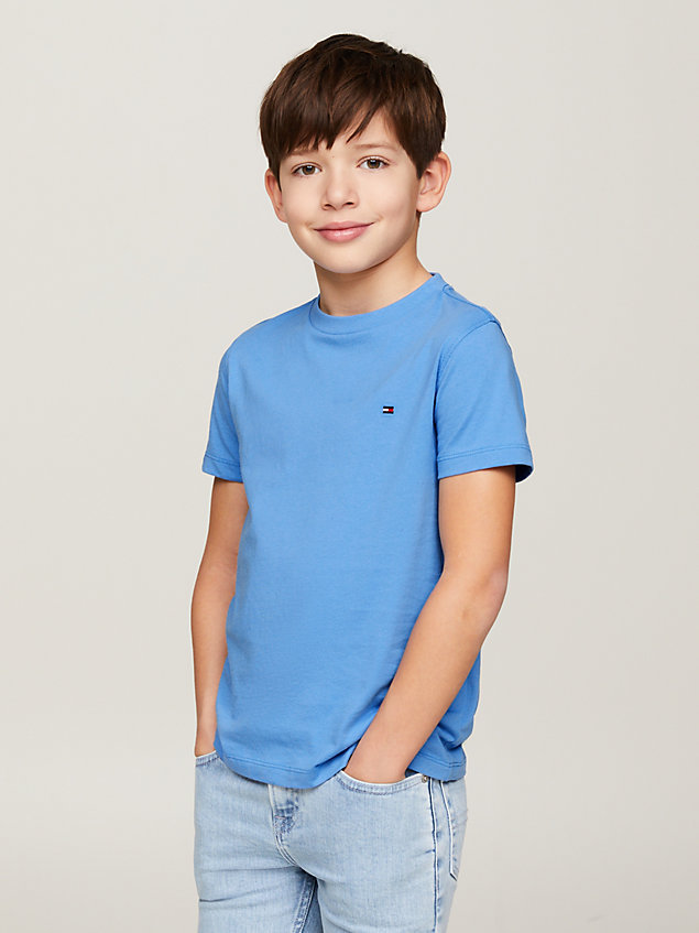 camiseta essential de cuello redondo blue de niños tommy hilfiger