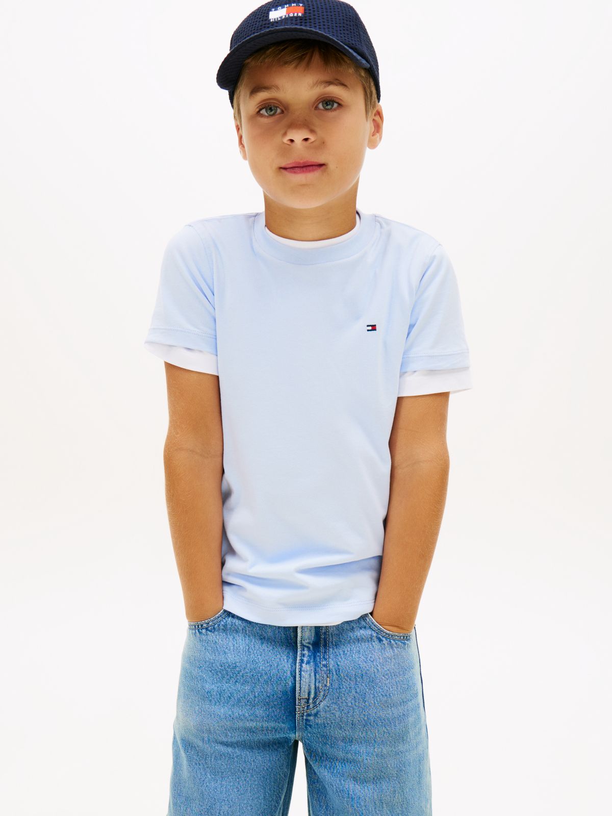 Essential Flag Embroidery T-Shirt — Blue
