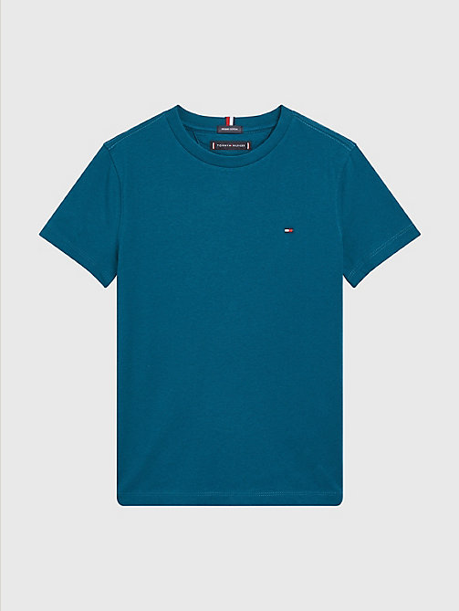 t-shirt essential in cotone biologico blu da boys tommy hilfiger