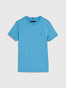 t-shirt essential con bandierina ricamata blu da bambino tommy hilfiger