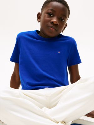 blue contrast crew neck t-shirt for boys tommy hilfiger