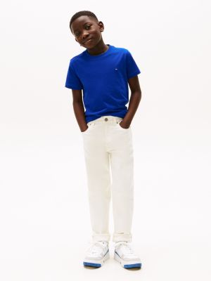 blue contrast crew neck t-shirt for boys tommy hilfiger